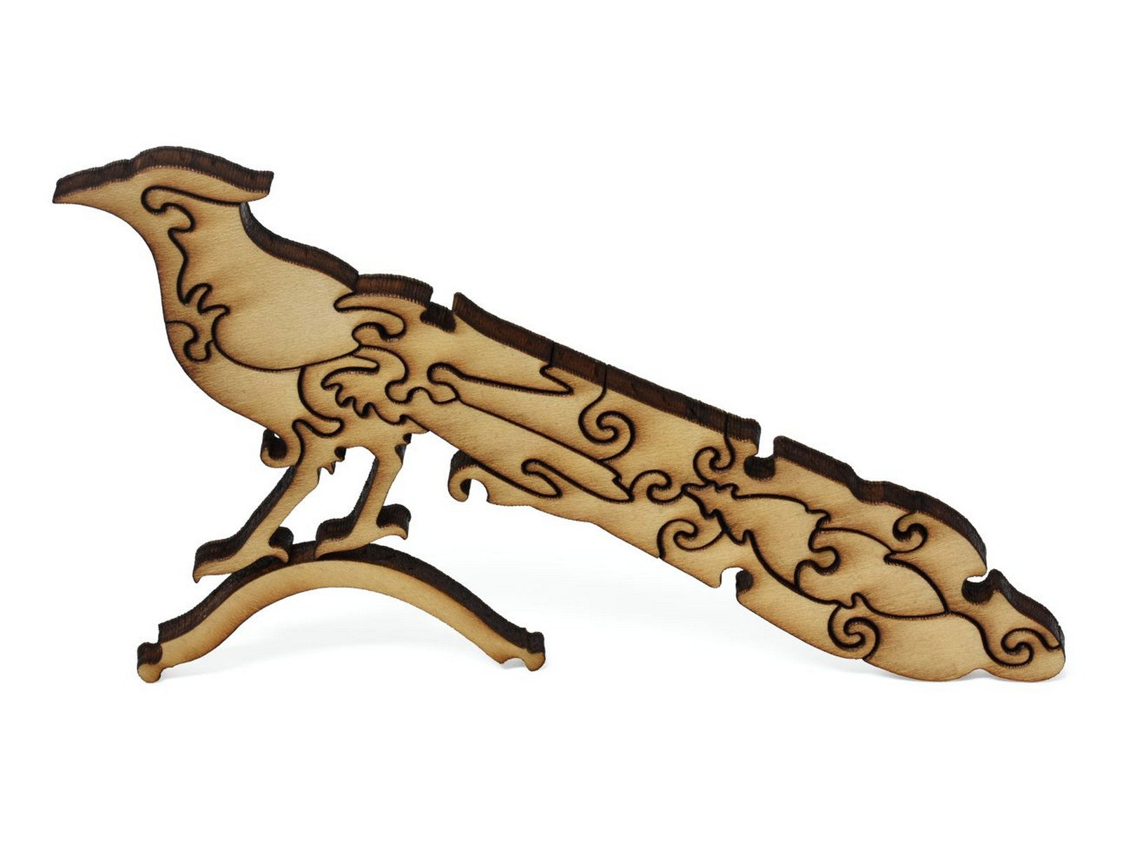 A closeup of pieces showing a multi-piece blue jay.
