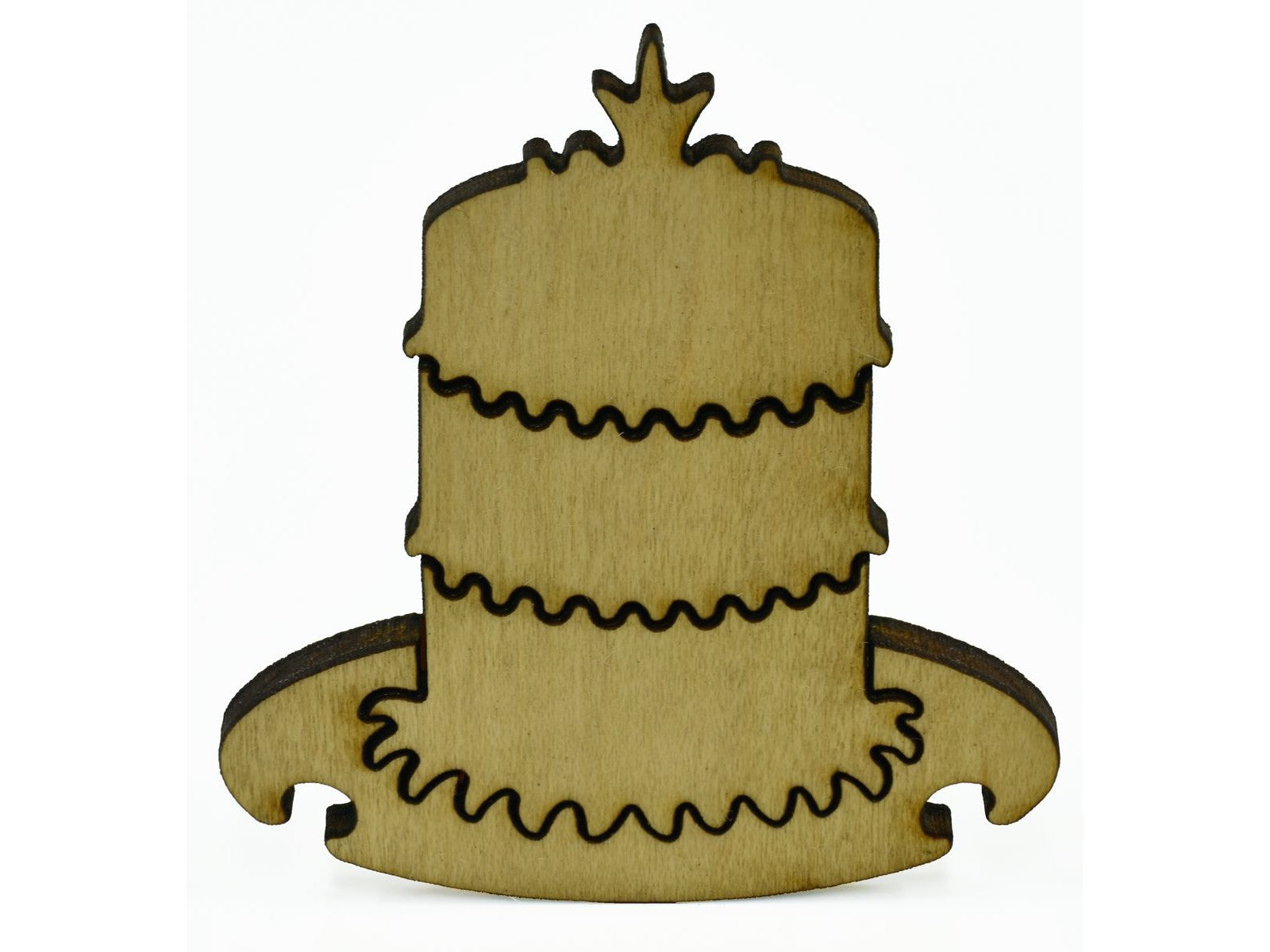 A closeup of pieces that show a multi layered cake.