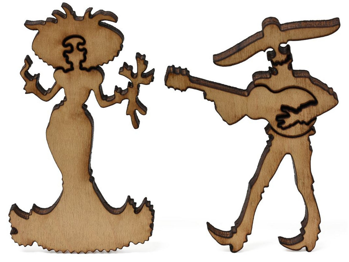 A closeup of whimsies showing a corpse couple from Illustrated Map of the Republic of Mexico.