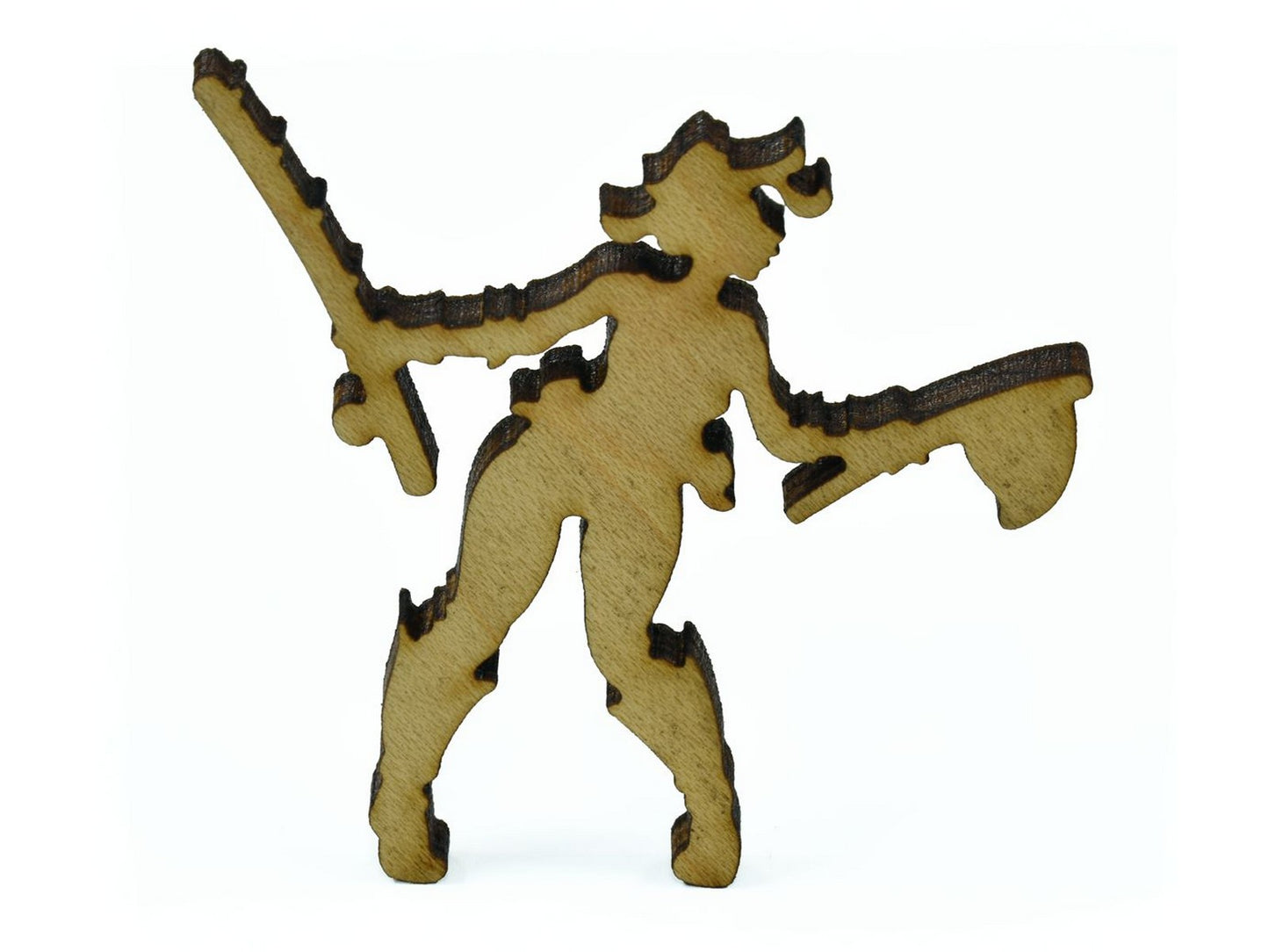 A closeup of pieces in the shape of person fishing.
