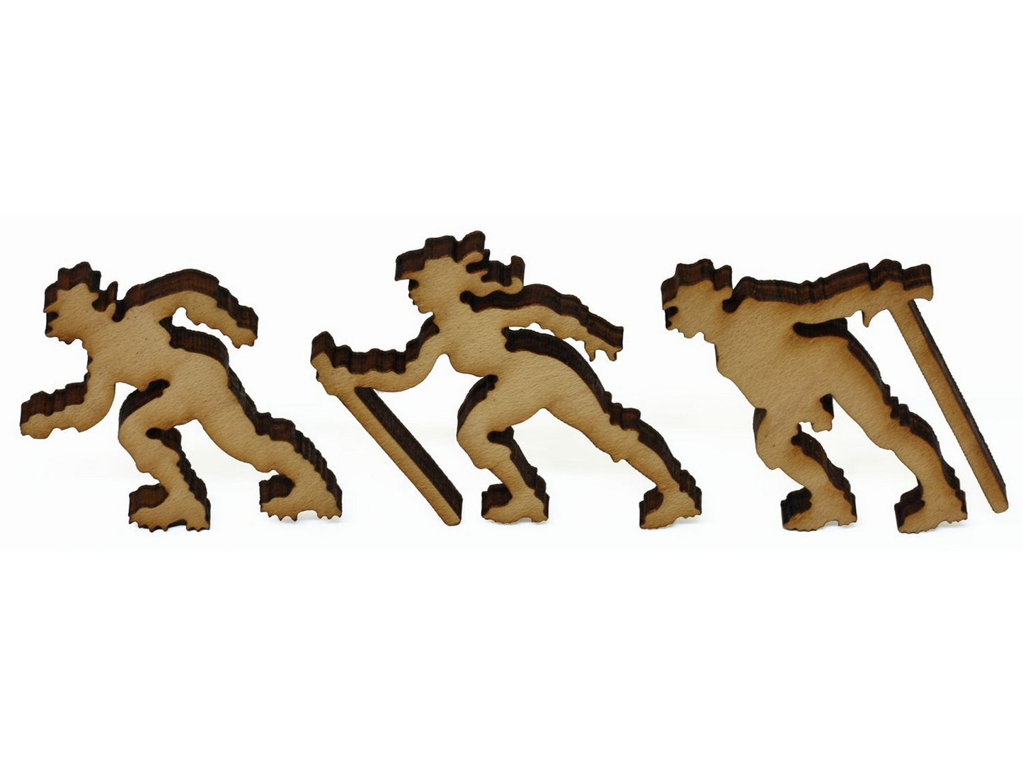 A closeup of pieces showing three hikers.