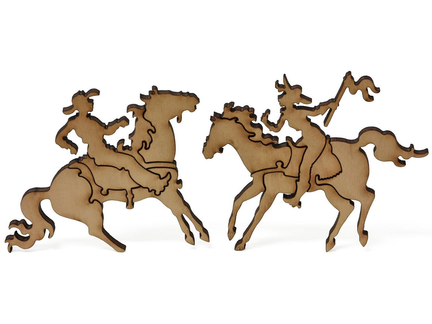 A closeup of whimsies showing two men on horses from Illustrated Map of the Republic of Mexico.