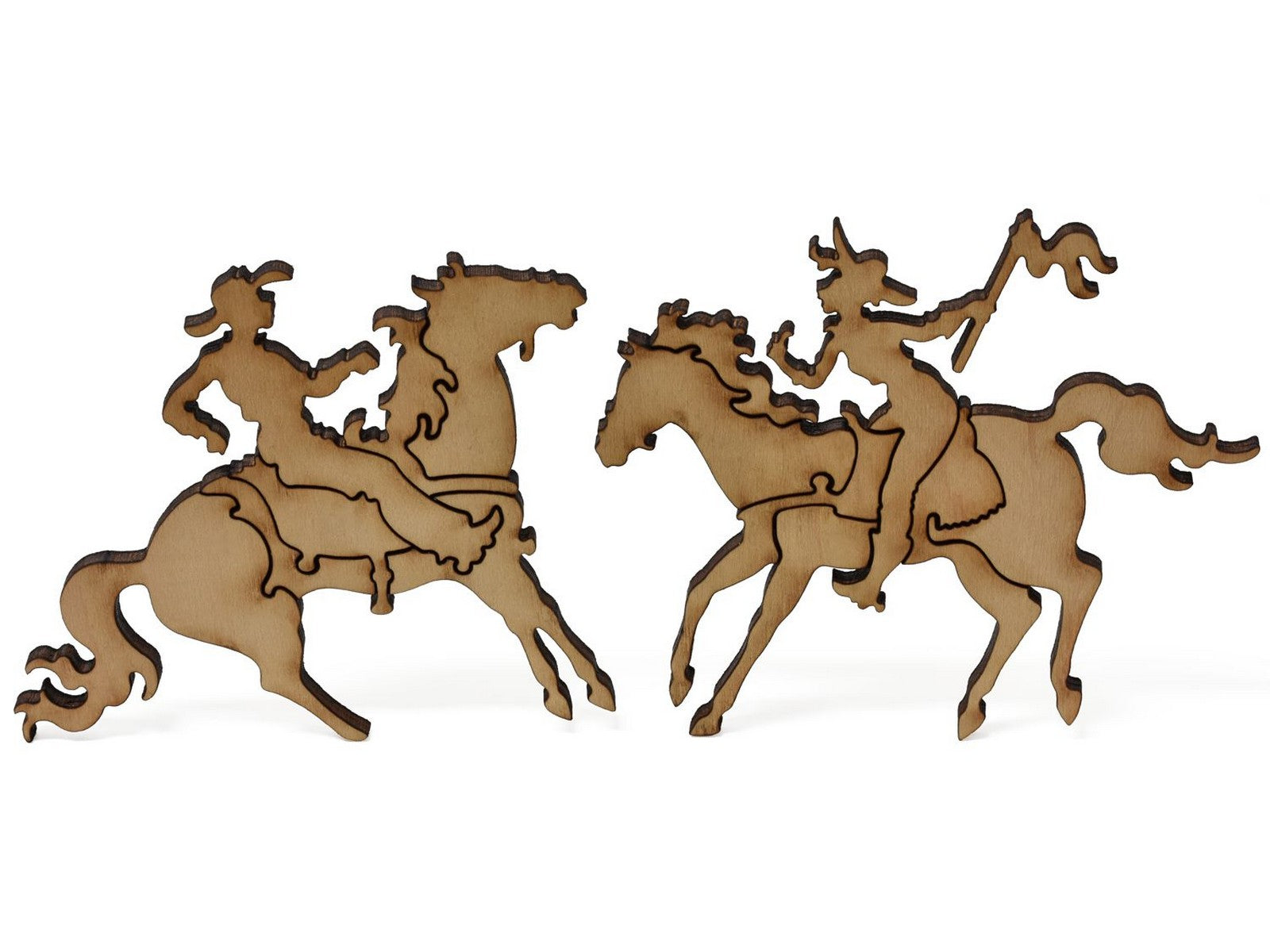 A closeup of whimsies showing two men on horses from Illustrated Map of the Republic of Mexico.