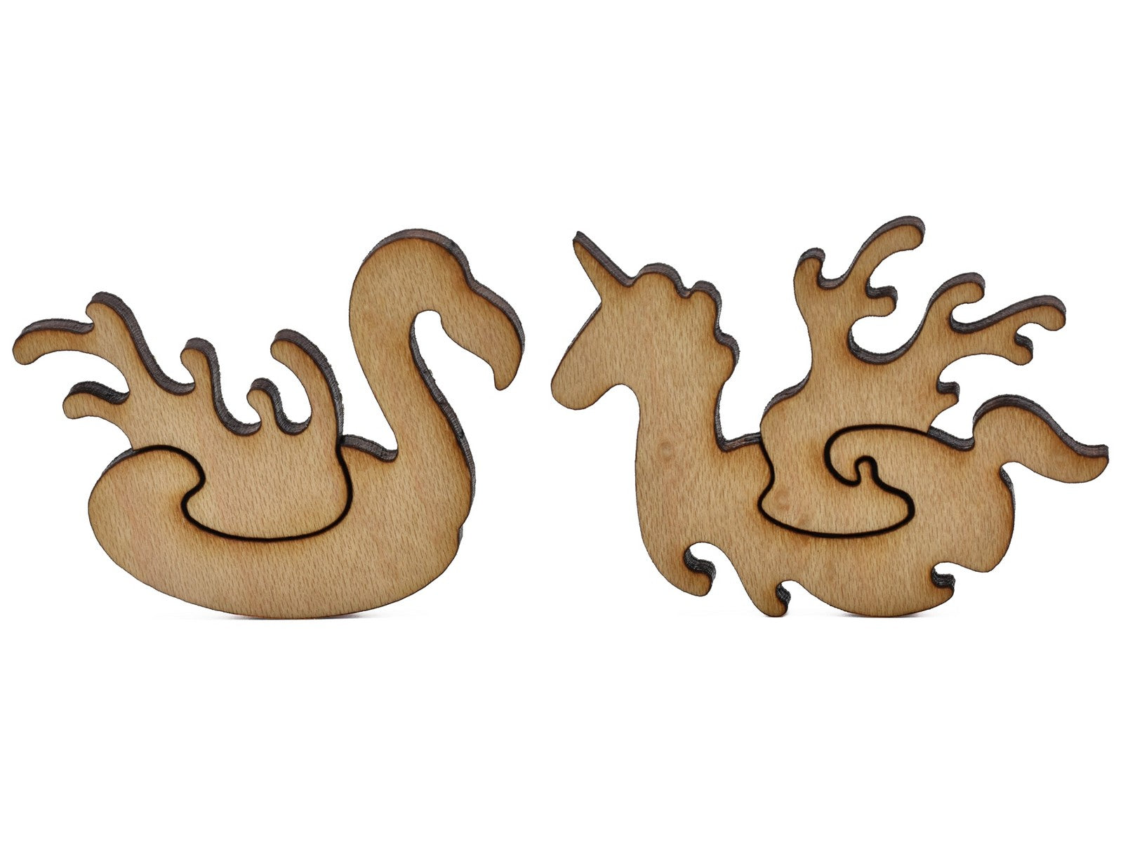 A closeup of pieces shaped like two inflatable pool toys.