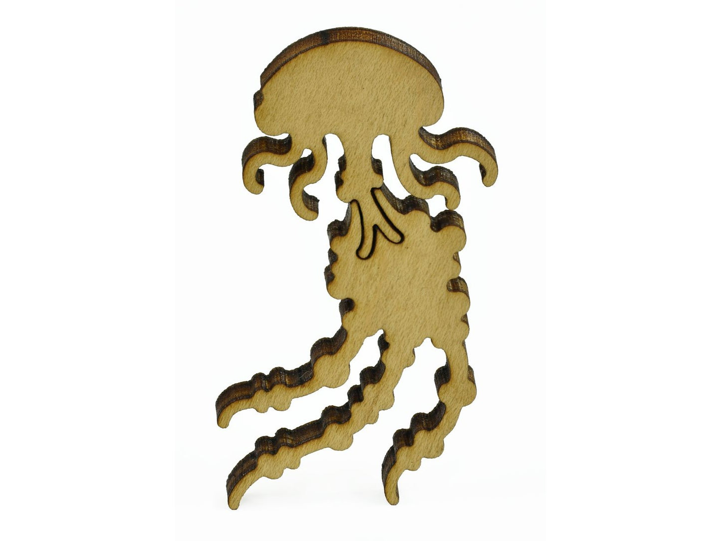 A closeup of pieces in the shape of a jellyfish.