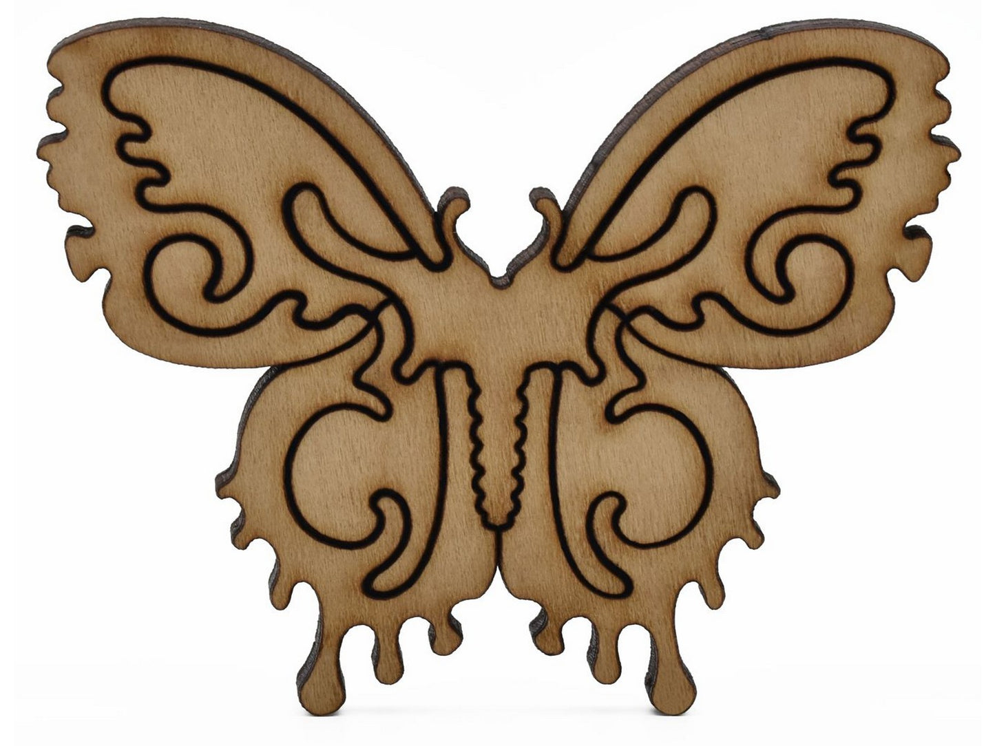 A closeup of pieces shaped like a large butterfly.