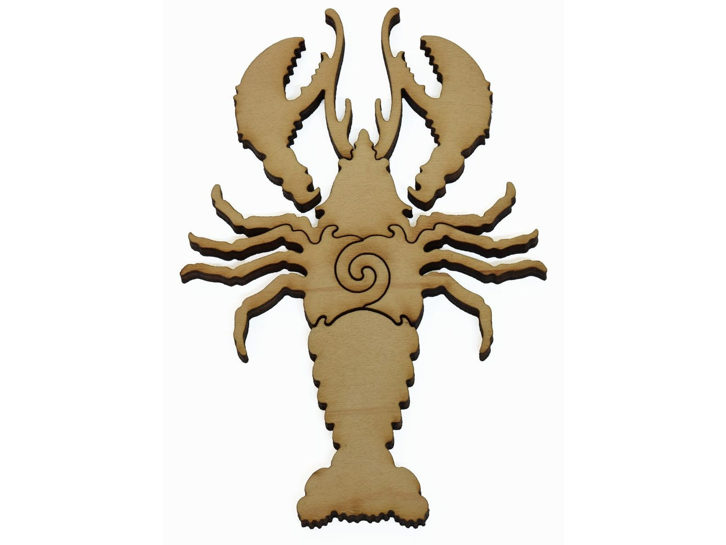 A closeup of pieces showing a lobster.