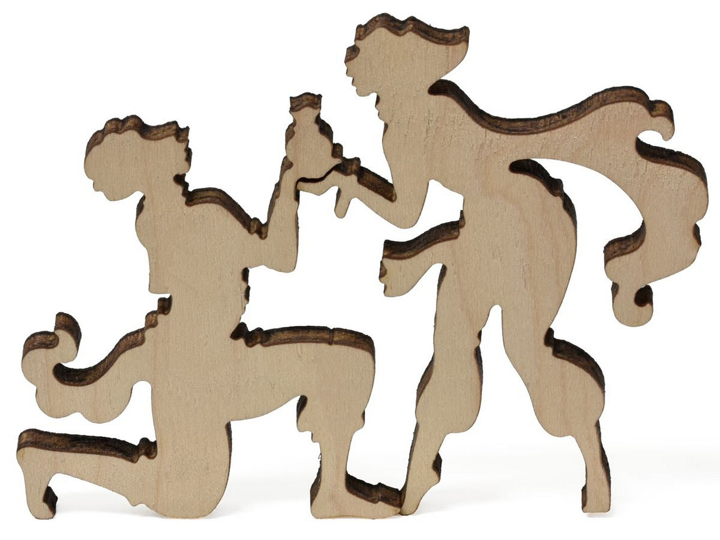 A closeup of pieces showing a couple.