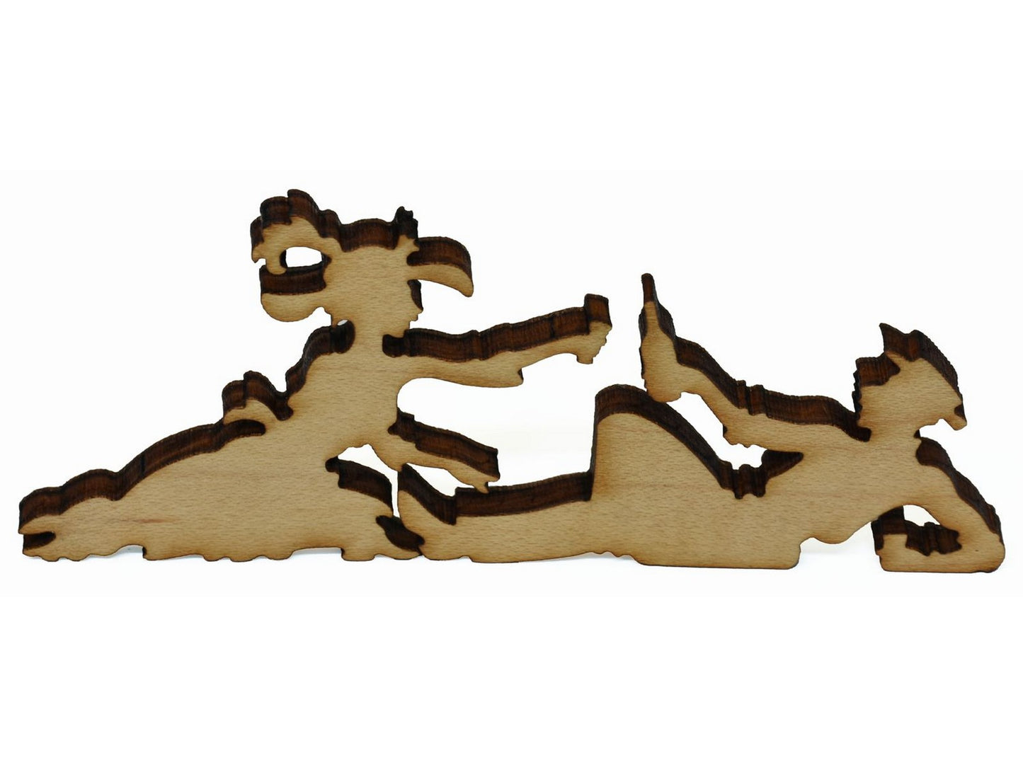 A closeup of pieces showing two people having a picnic.