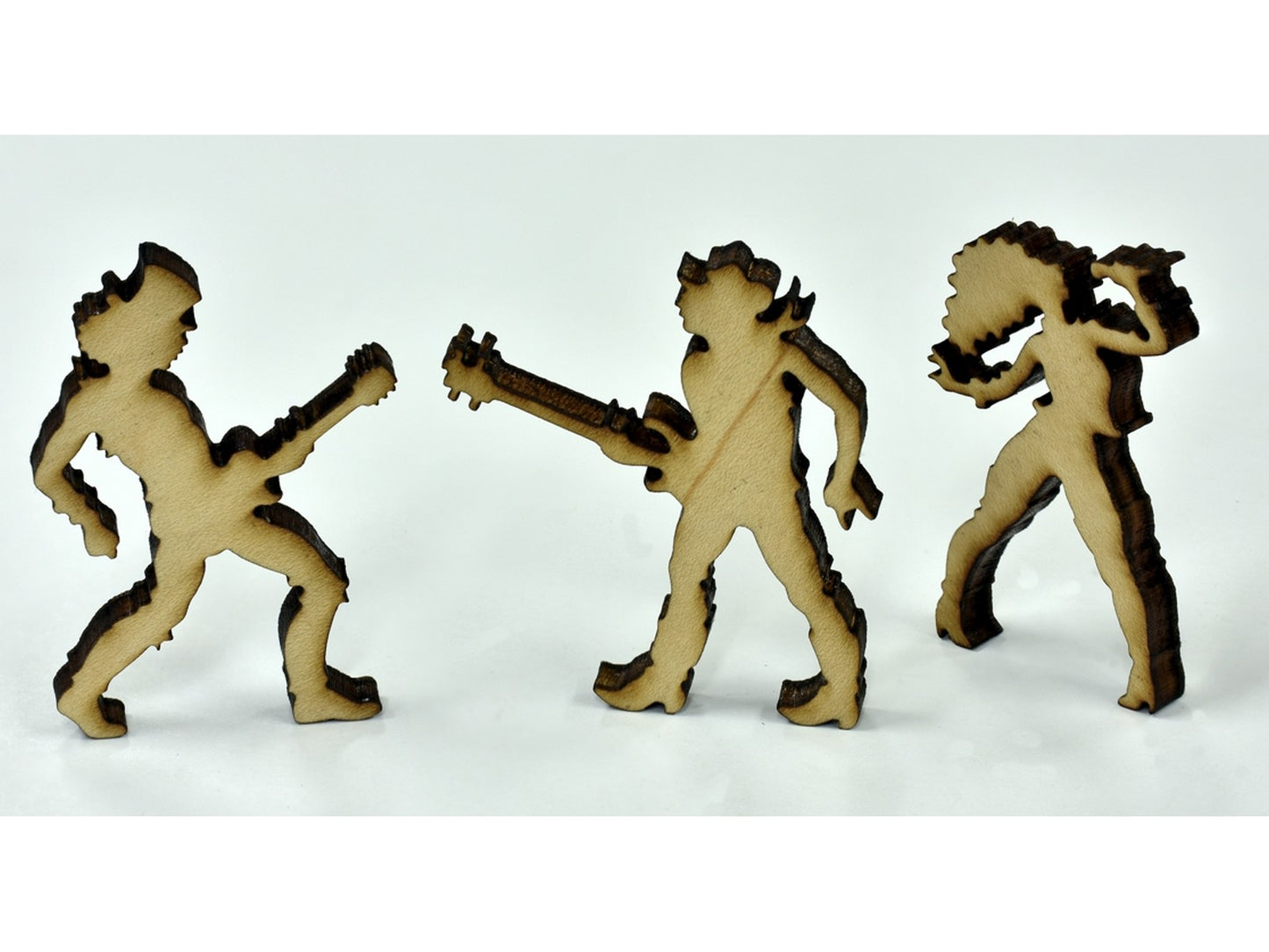 A closeup of pieces in the shape of music performers.