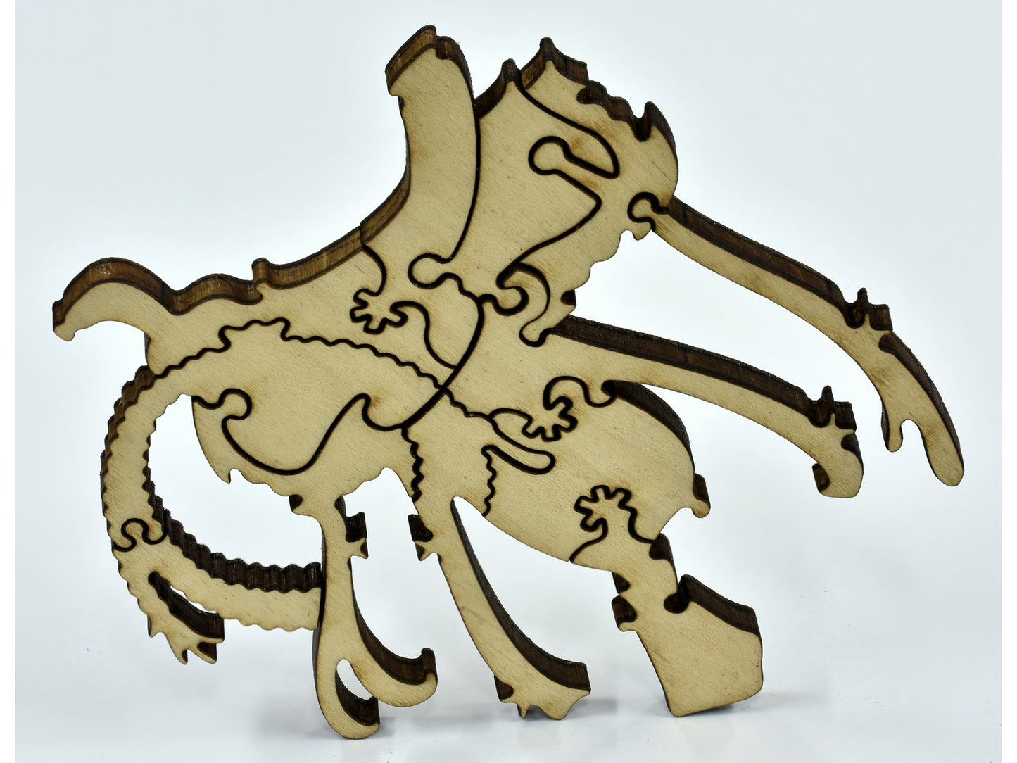 A closeup of pieces in the shape of a saddle.