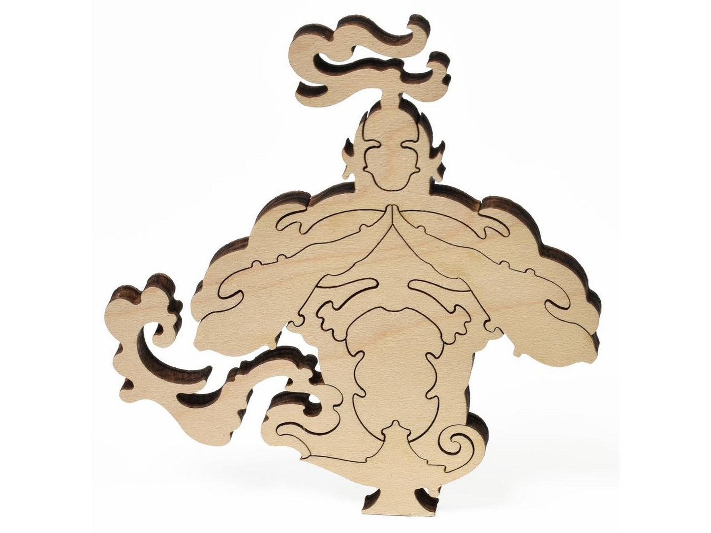A closeup of pieces showing a multi-piece genie.
