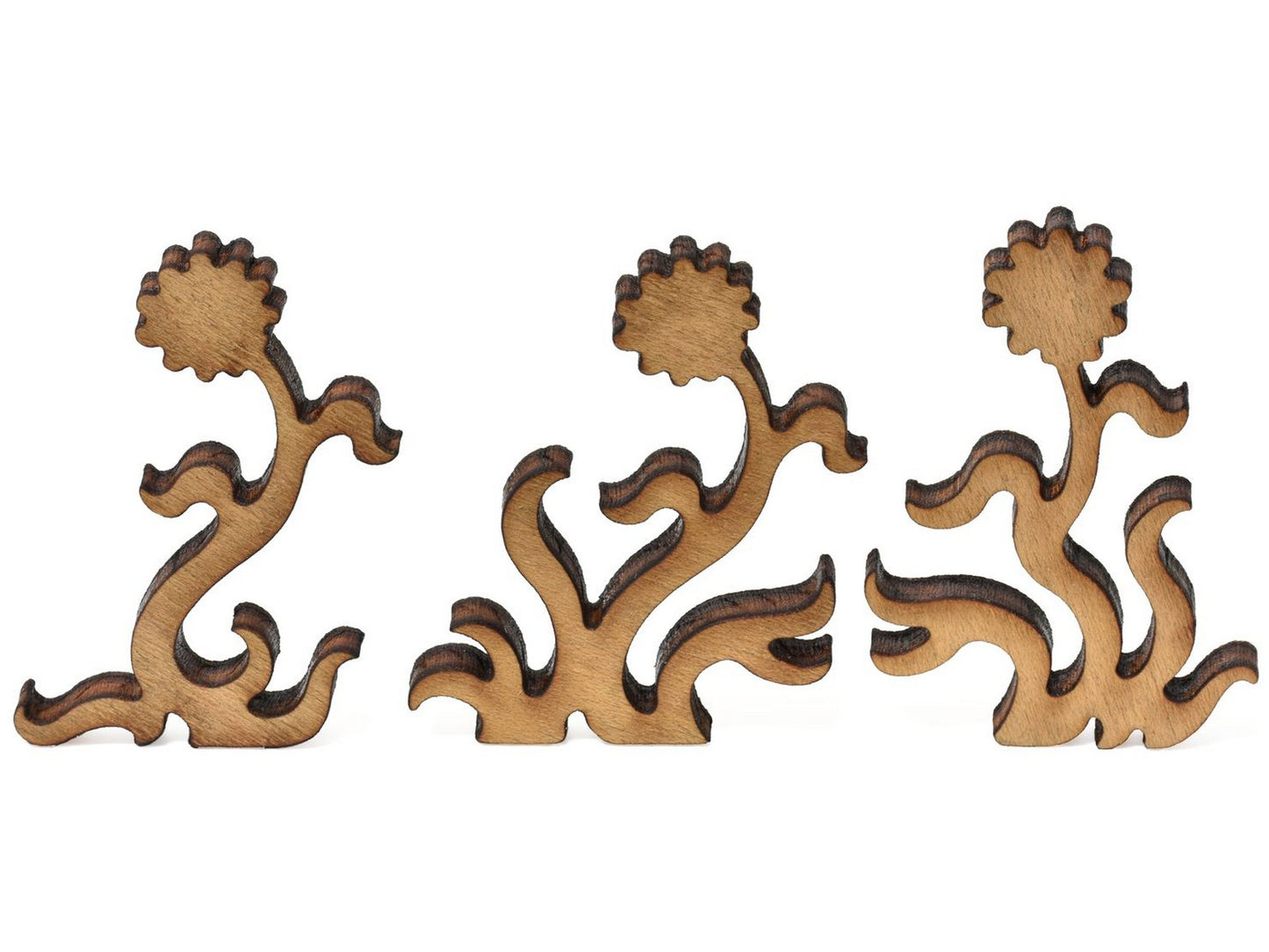 A closeup of pieces showing three sunflowers.