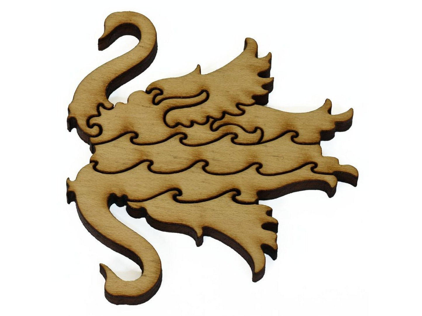 A closeup of pieces showing a swan swimming alongside its reflection in the water.
