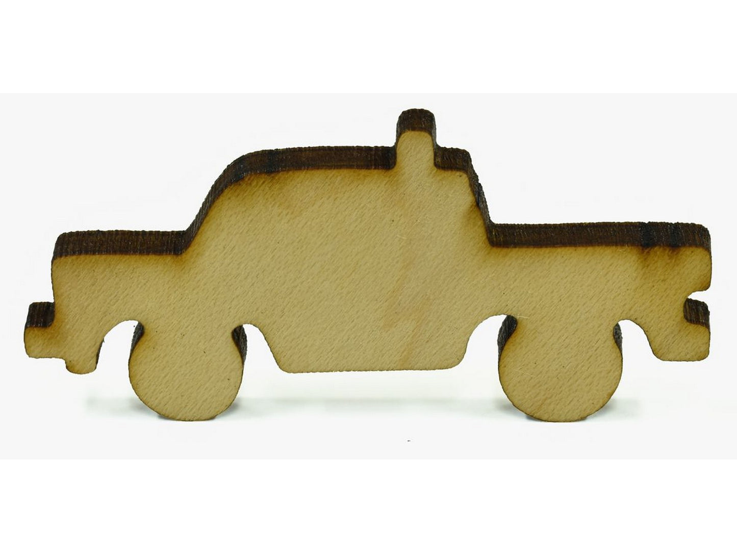 A closeup of a piece in the shape of a taxi.