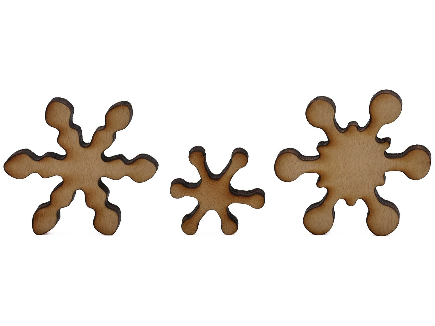 A closeup of pieces shaped like small snowflakes.