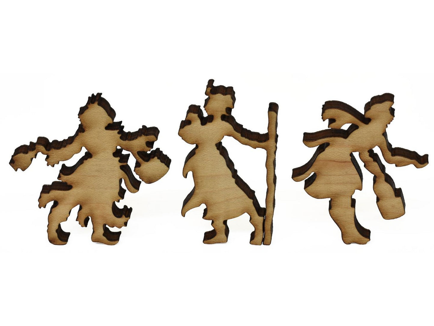 A closeup of pieces showing three women.