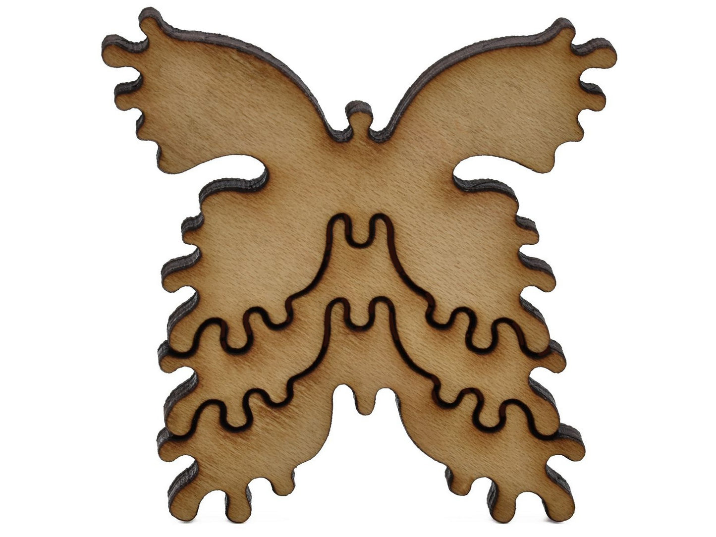 A closeup of pieces shaped like a butterfly flying.