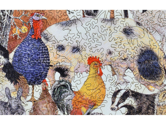 A closeup of the front of the puzzle, A Tasty Treat, showing the detail in the pieces.