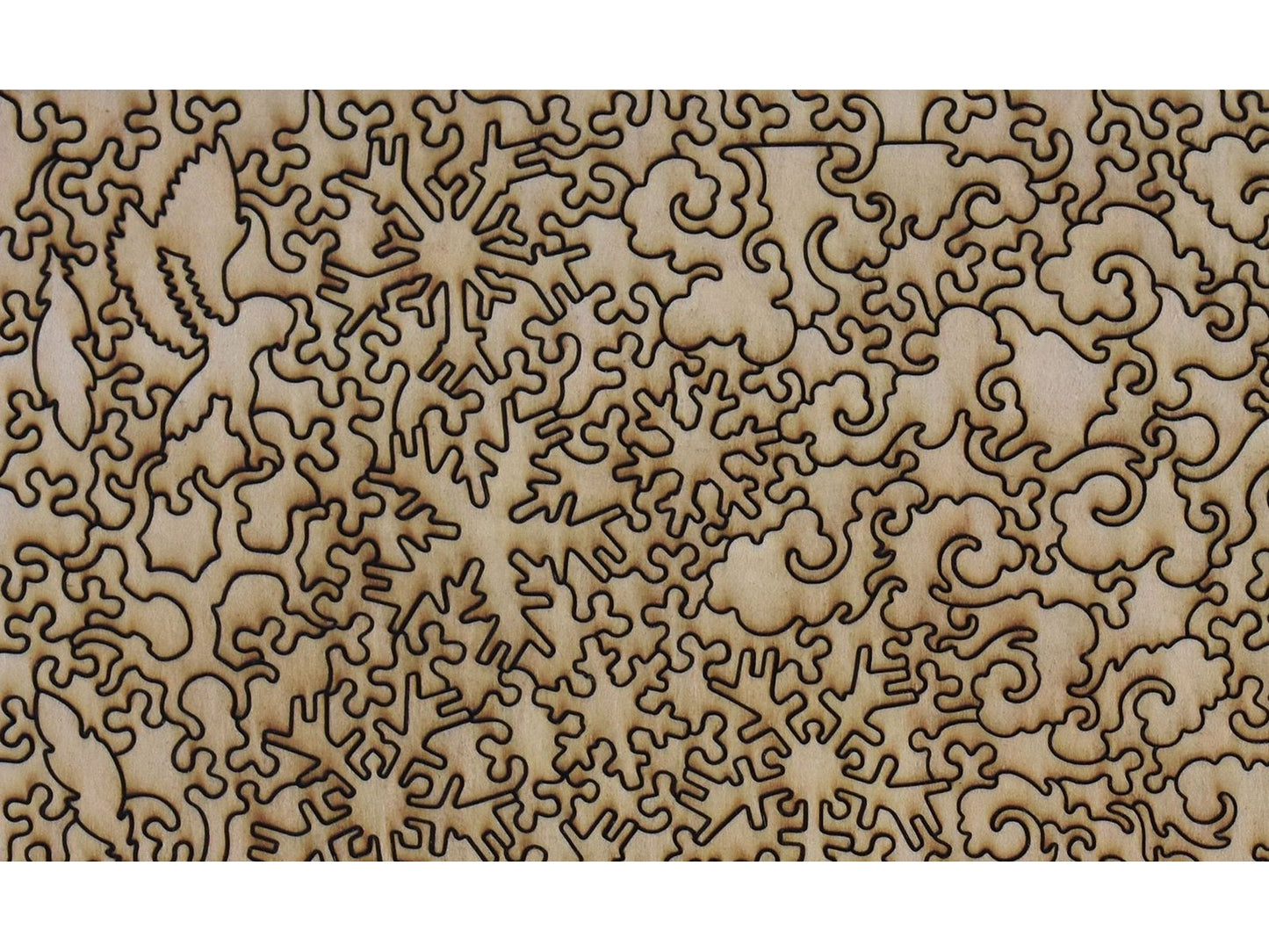 A second closeup of the back of the puzzle, A Winter's Day, showing the detail in the pieces.