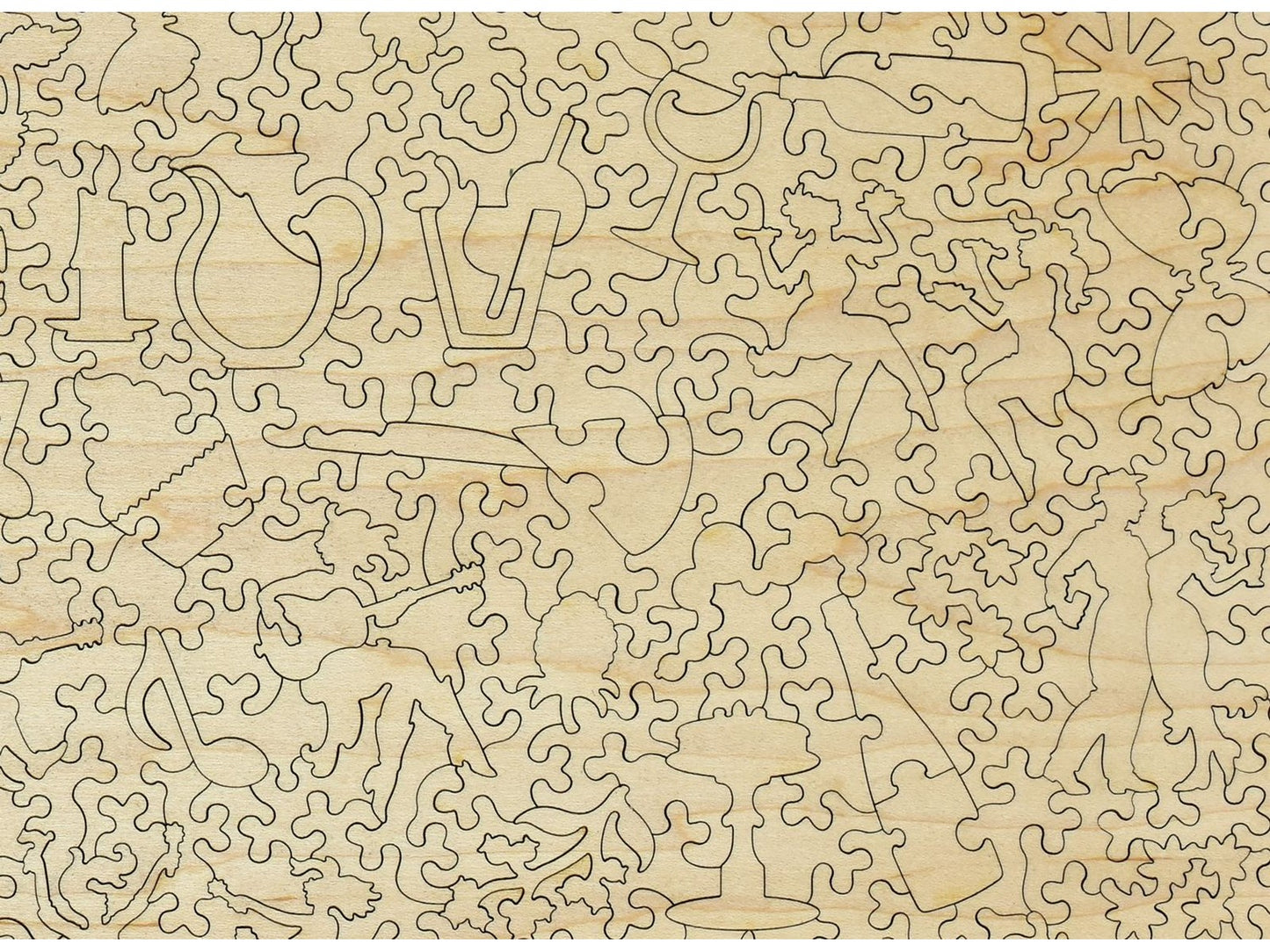 A closeup of the back of the puzzle, Al Fresco, showing the detail in the pieces.