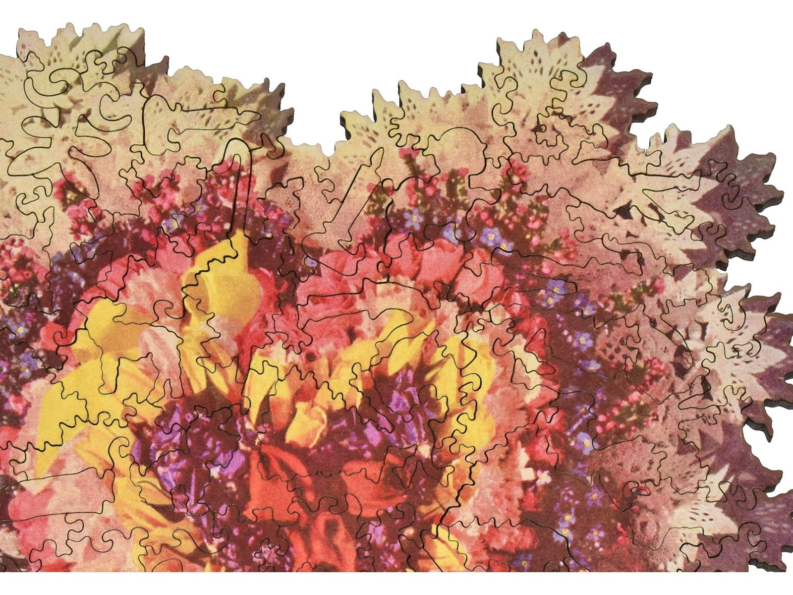 A closeup of the front of the puzzle, At the Heart of It, showing the detail in the pieces.