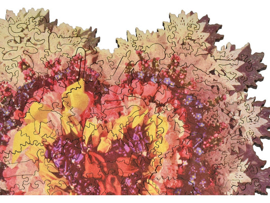 A closeup of the front of the puzzle, At the Heart of It, showing the detail in the pieces.