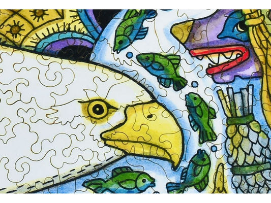 A closeup of the front of the puzzle, Bald Eagle, showing the detail in the pieces.