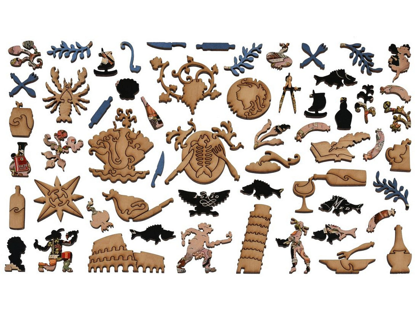 The whimsies that can be found in the puzzle, Bel Paese - Gastronomical Map of Italy.