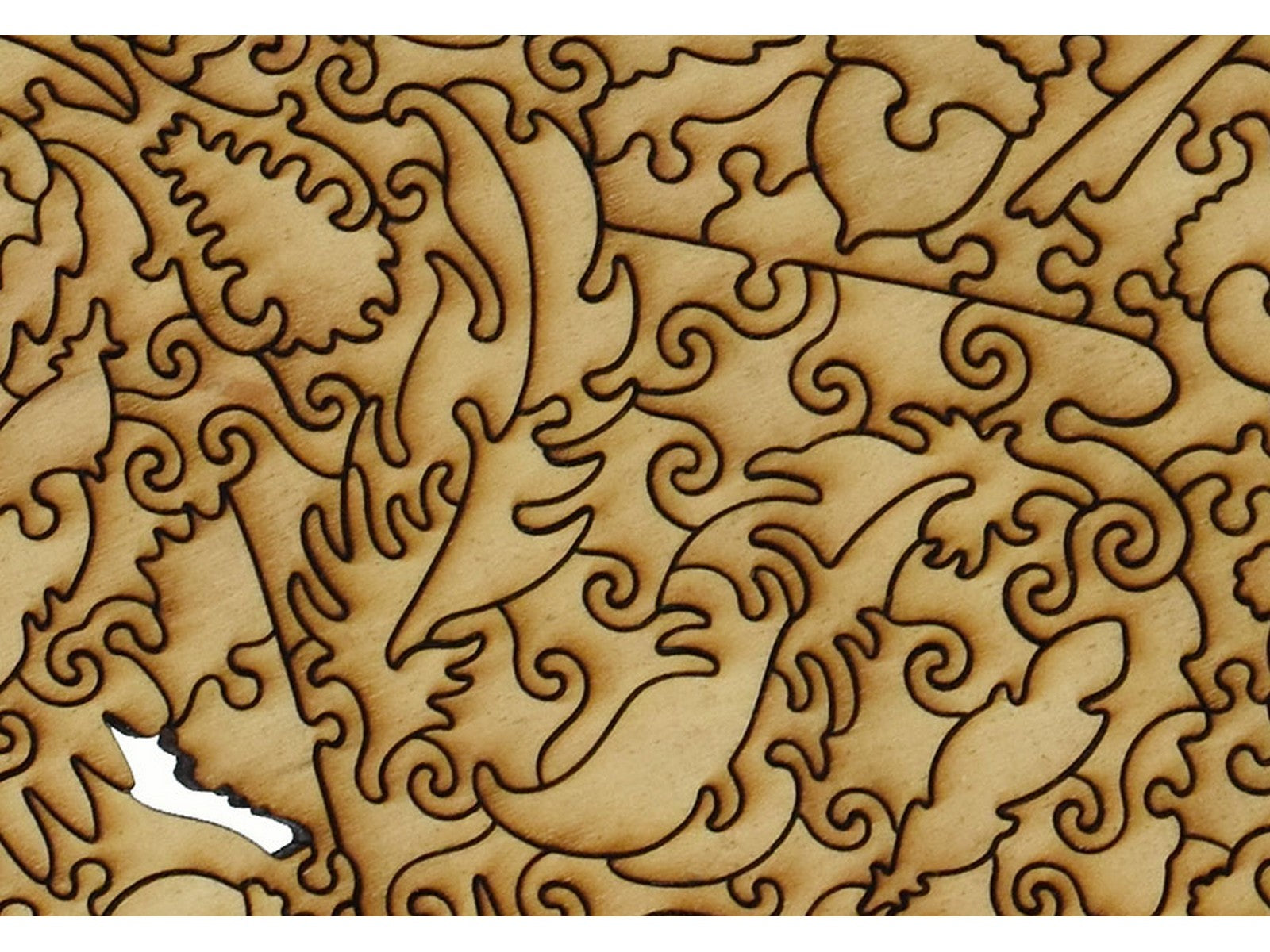 A closeup of the back of the puzzle, Blue Jay, showing the detail in the pieces.