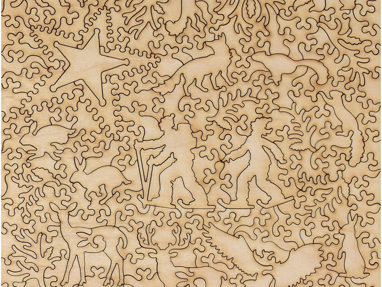 A closeup of the back of the puzzle, Boulder Star 2025, showing the detail in the pieces.