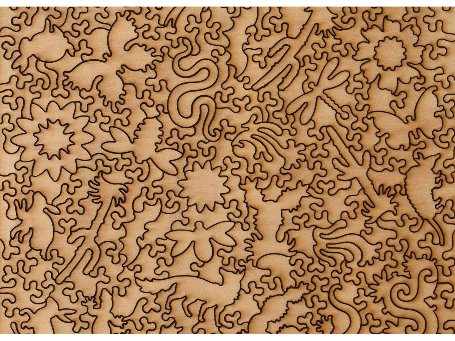 A closeup of the back of the puzzle, Cactus Flowers, showing the detail in the pieces.