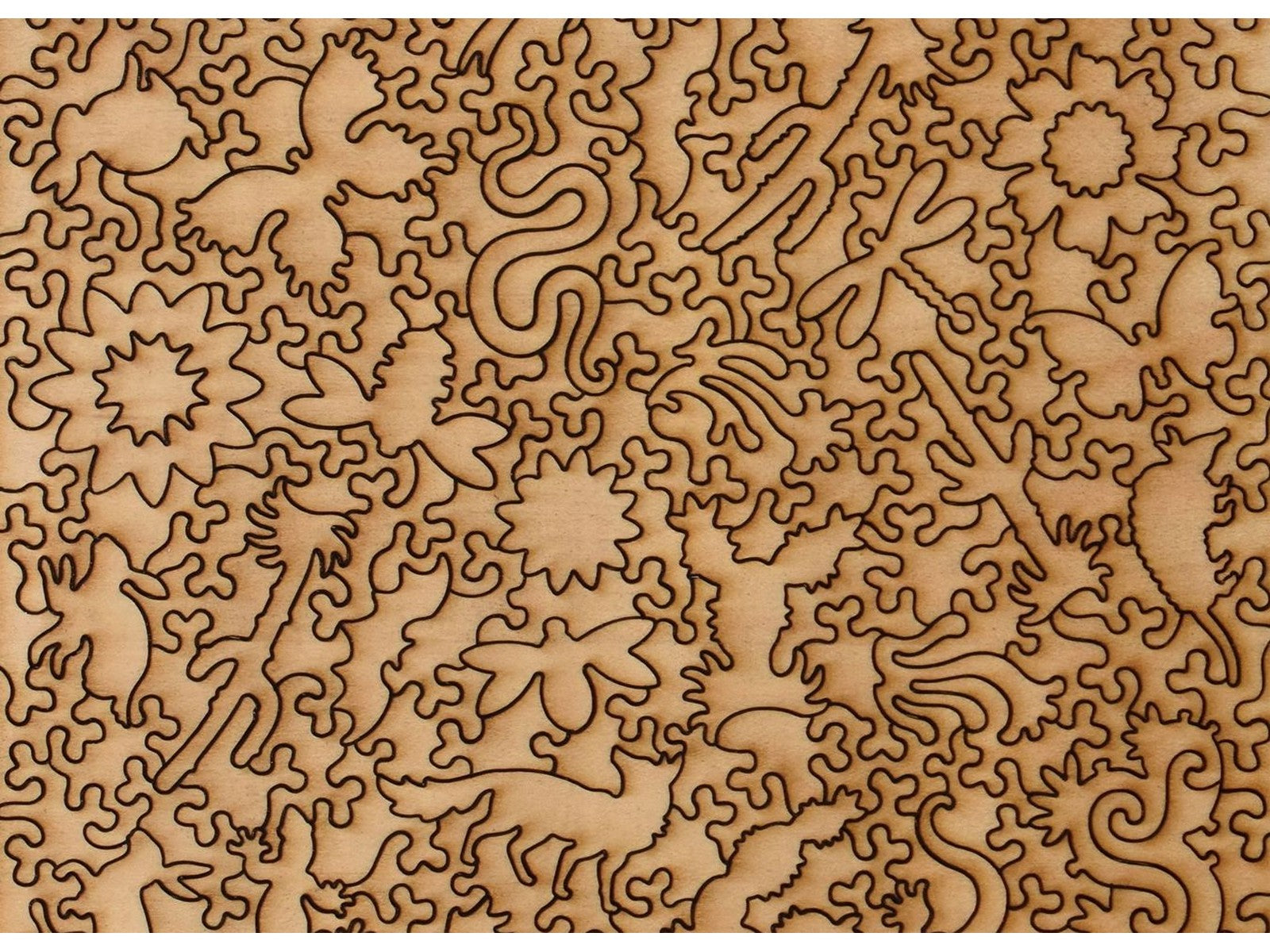 A closeup of the back of the puzzle, Cactus Flowers, showing the detail in the pieces.