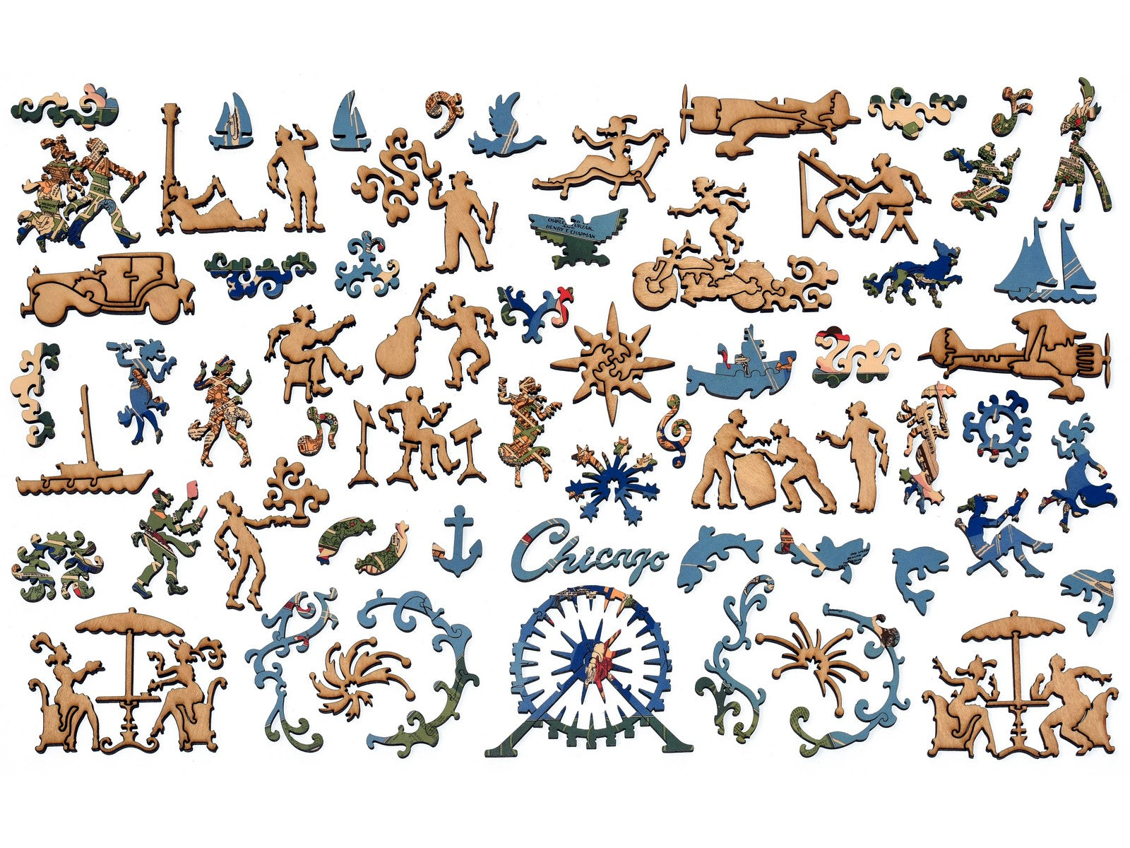 The whimsies that can be found in the puzzle, An Illustrated Map of Chicago.