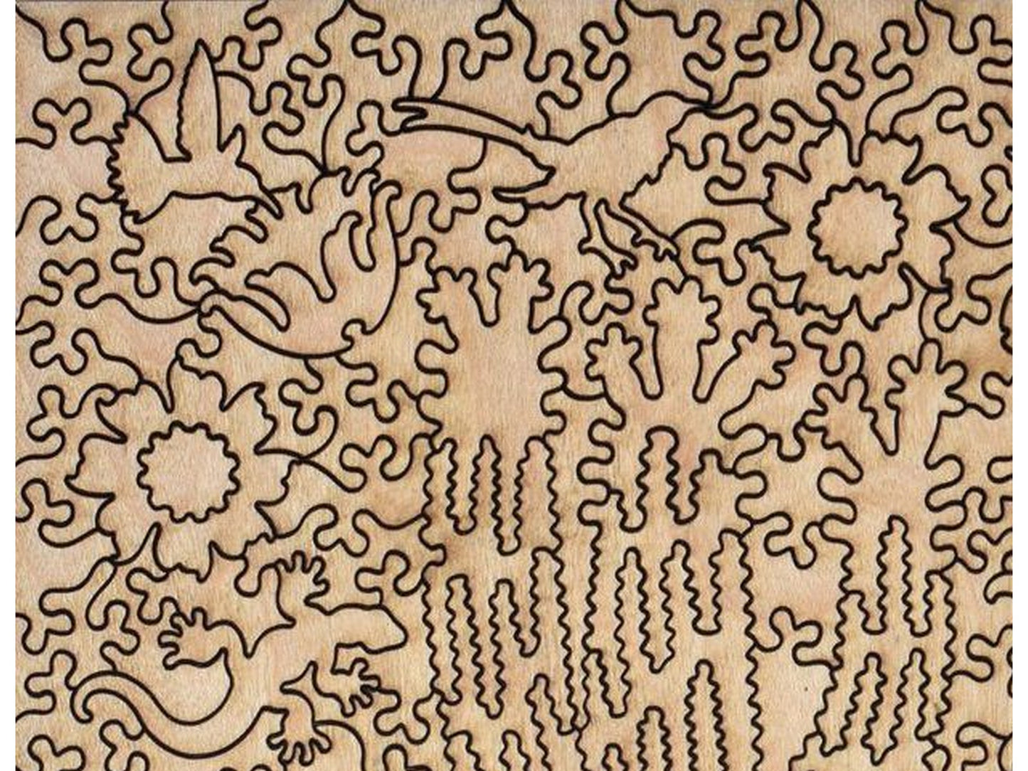 A closeup of the back of the puzzle, Cholla and Sahuaro, showing the detail in the pieces.