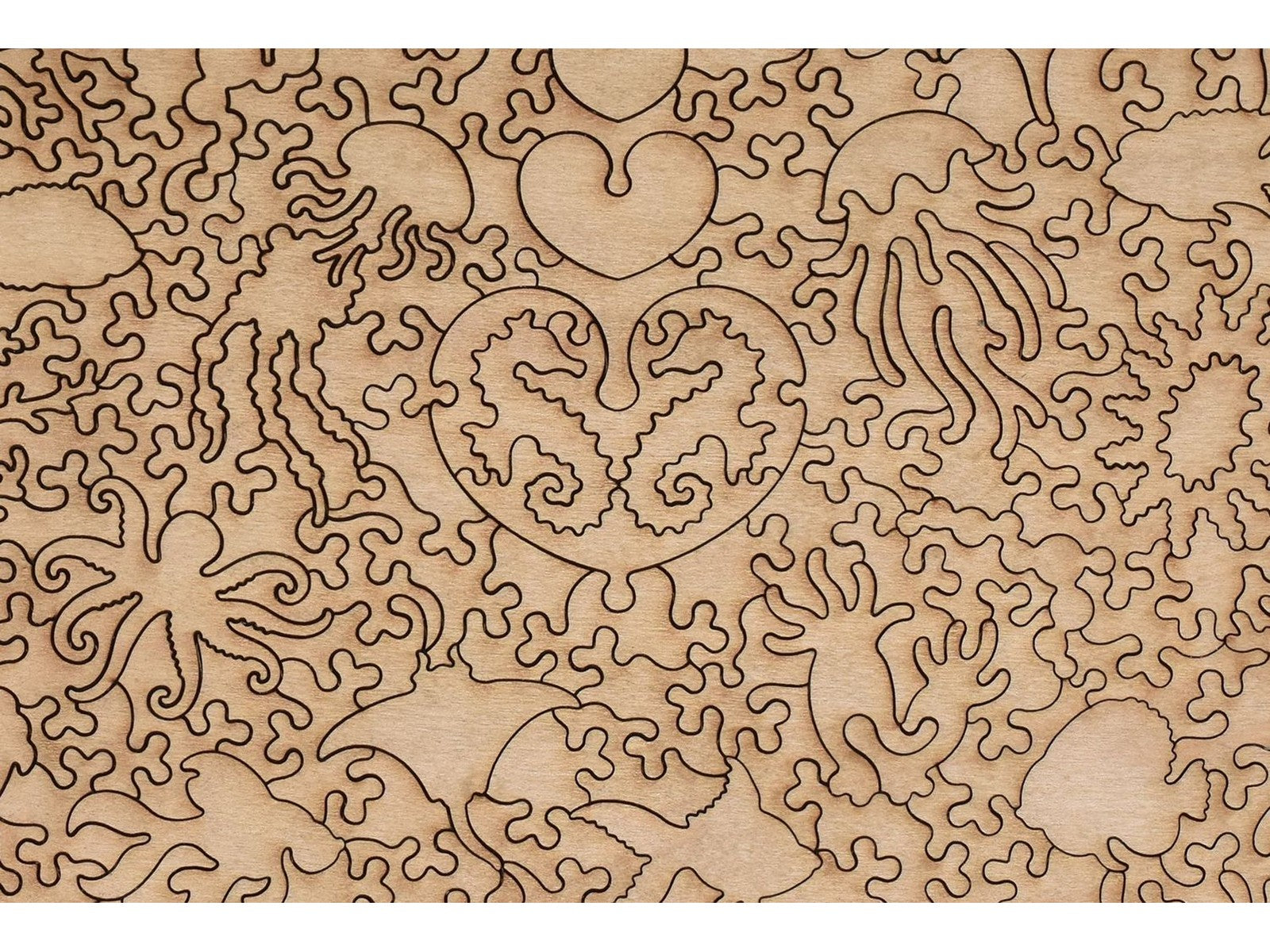 A closeup of the back of the puzzle, Courtship, showing the detail in the pieces.