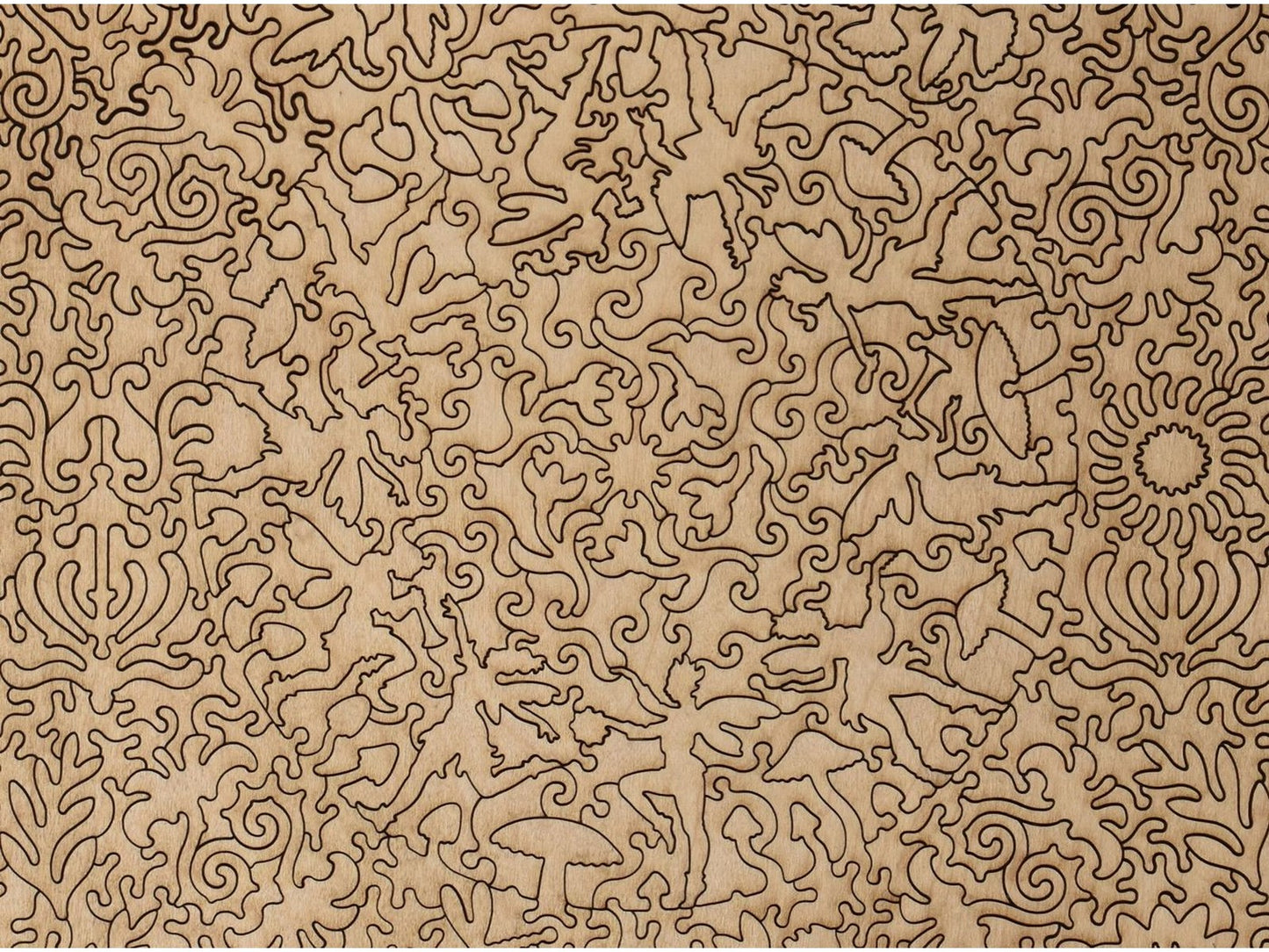 A closeup of the back of the puzzle, Dance of Spring, showing the detail in the pieces.