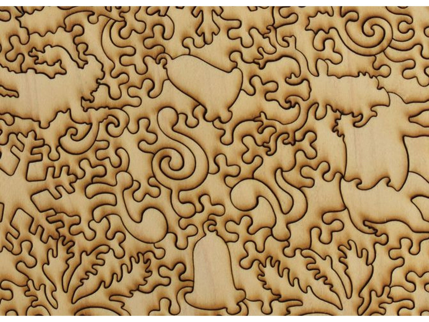 A closeup of the back of the puzzle, Deerful Santa.