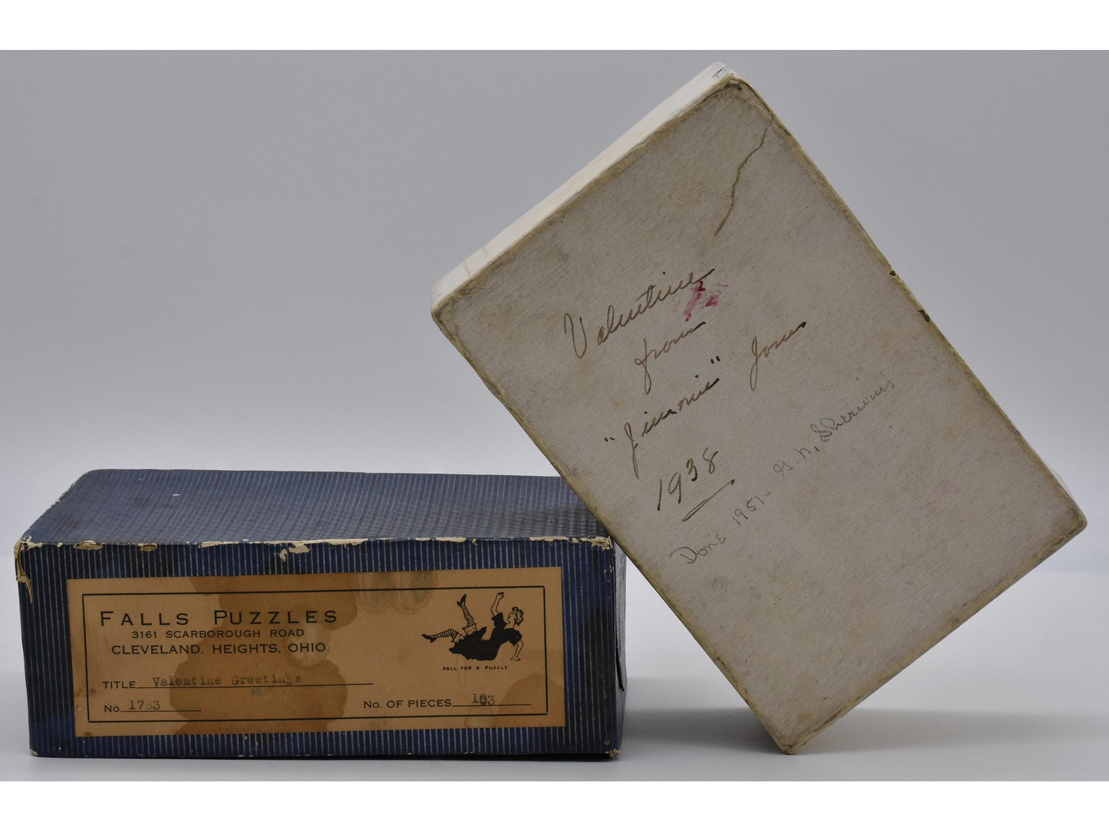 The original Falls Puzzles box that the puzzle, At the Heart of It, would have come in.