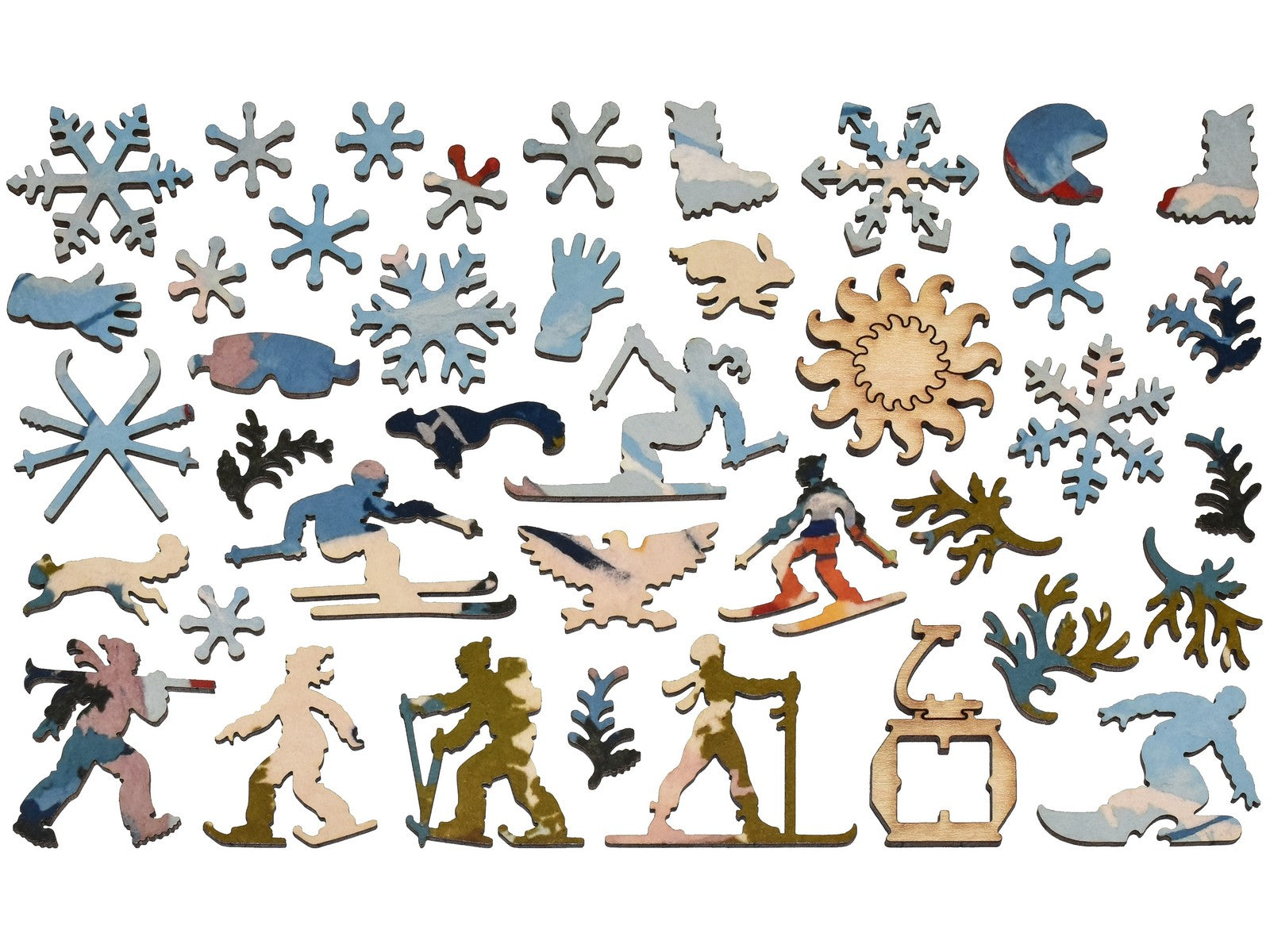The whimsy pieces that can be found in the puzzle, First Tracks.