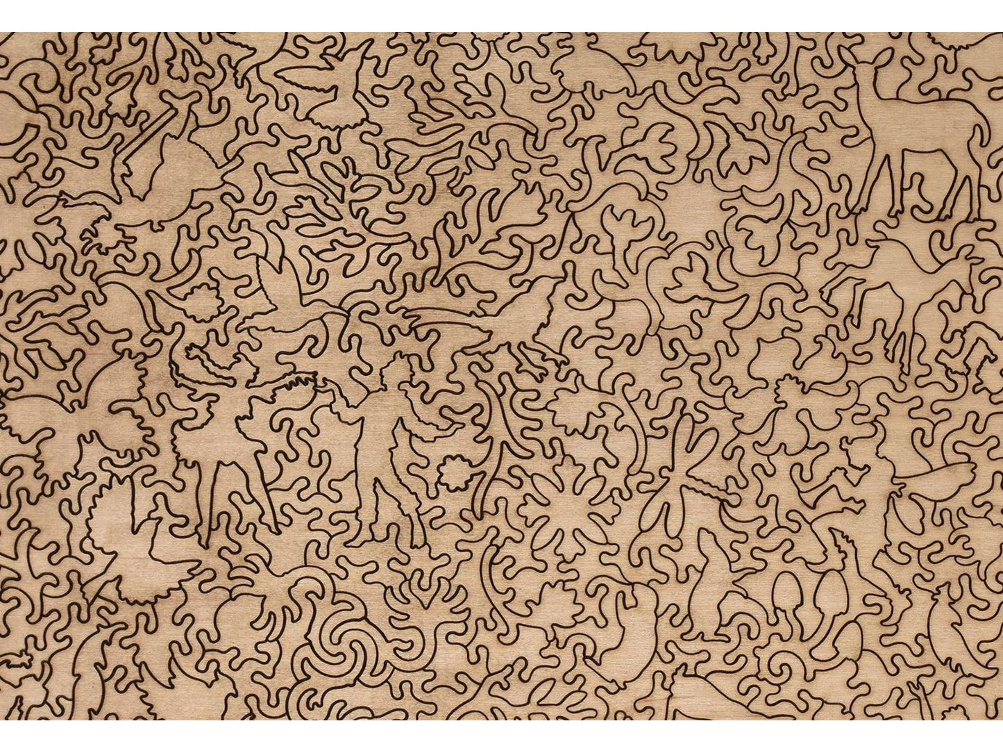 A closeup of the back of the puzzle, Floral Frolic, showing the detail in the pieces.