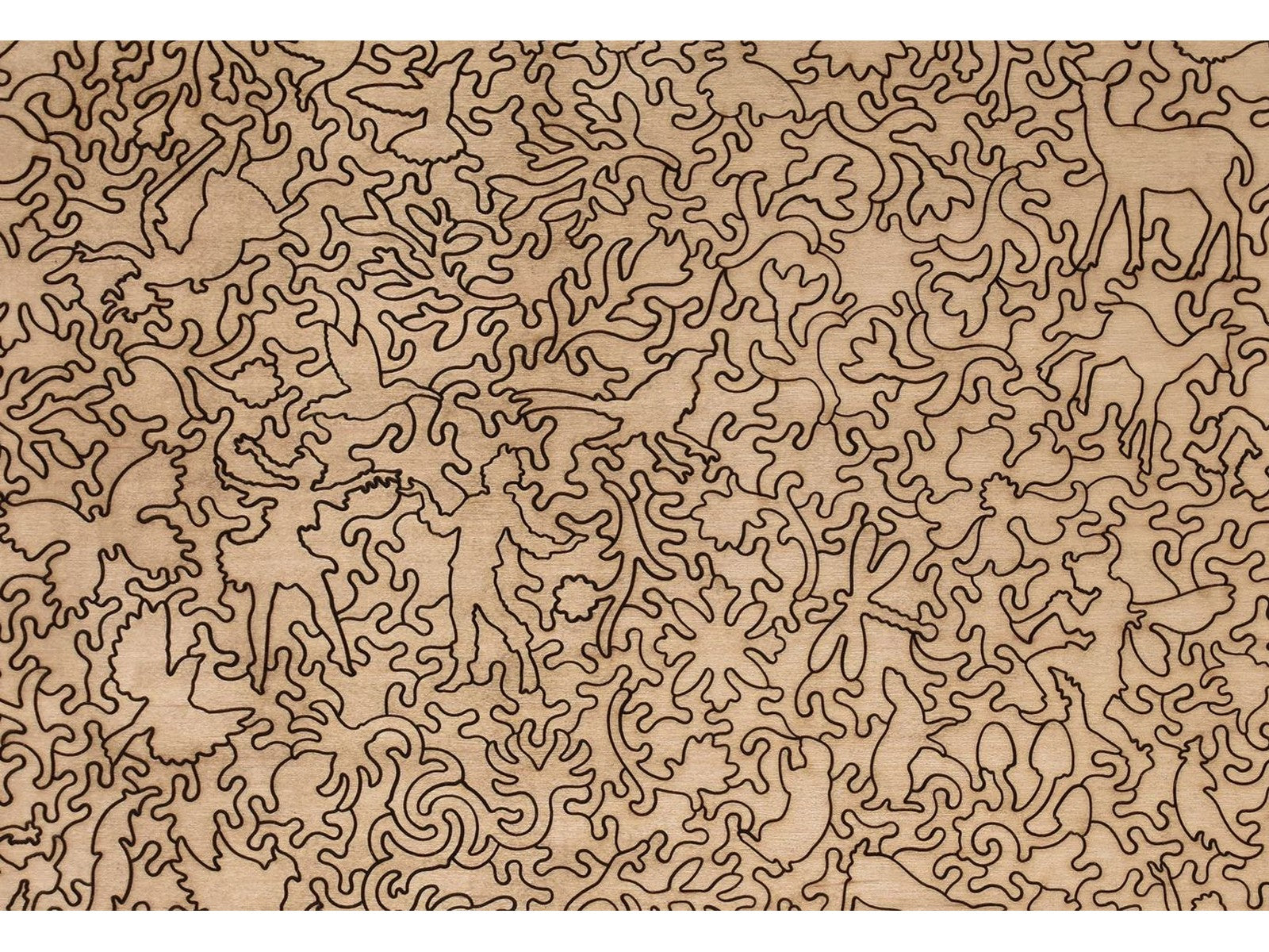 A closeup of the back of the puzzle, Floral Frolic, showing the detail in the pieces.