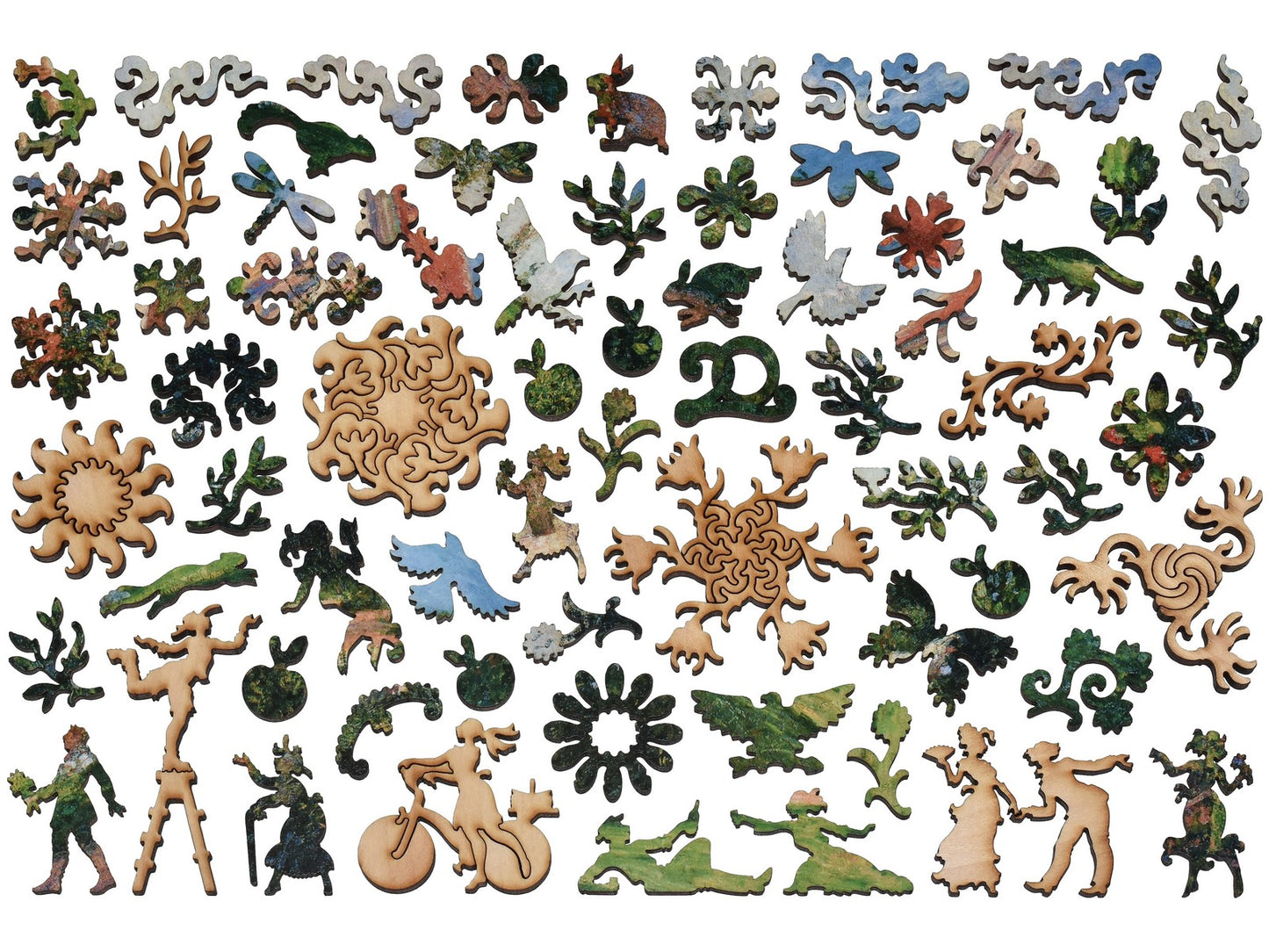 The whimsy pieces that can be found in the puzzle, The Garden of Les Mathurins.