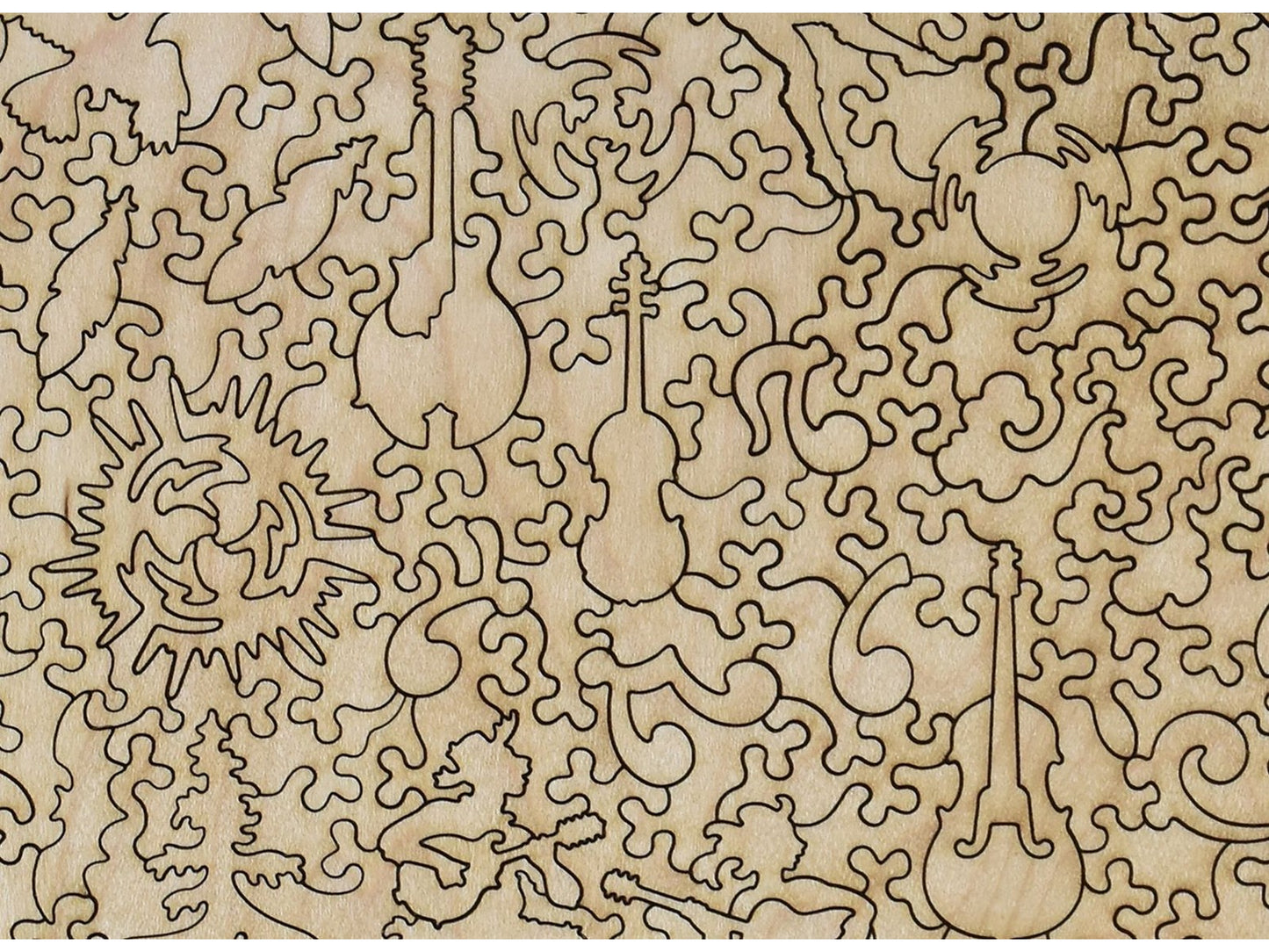 A closeup of the back of the puzzle, High on a Mountain, showing the detail in the pieces.