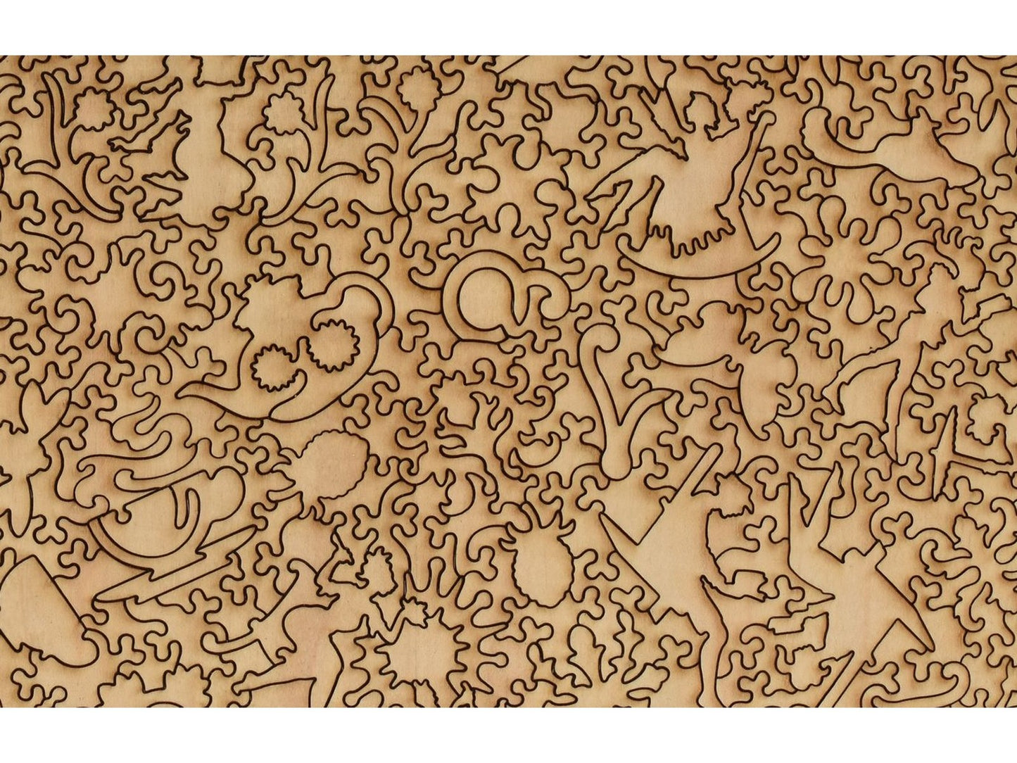 A closeup of the back of the puzzle, Holiday Reading, showing the detail in the pieces.