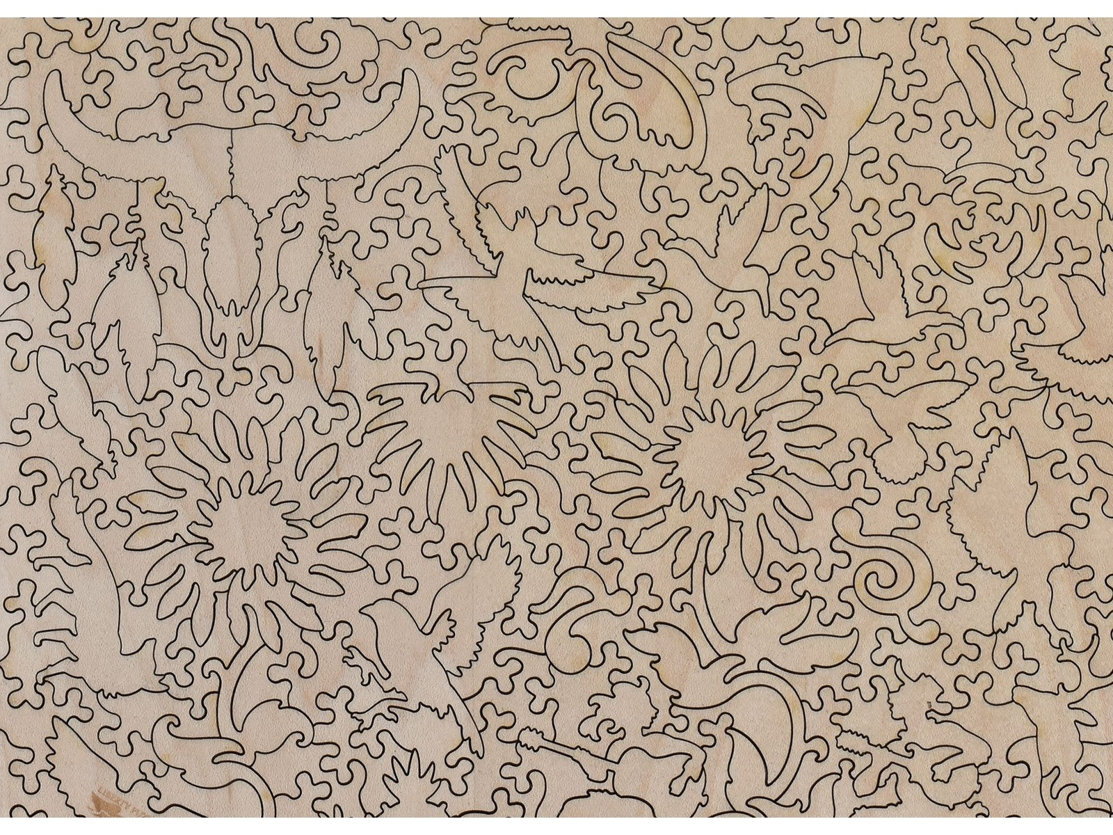 A closeup of the back of the puzzle, How the West Was One, showing the detail in the pieces.