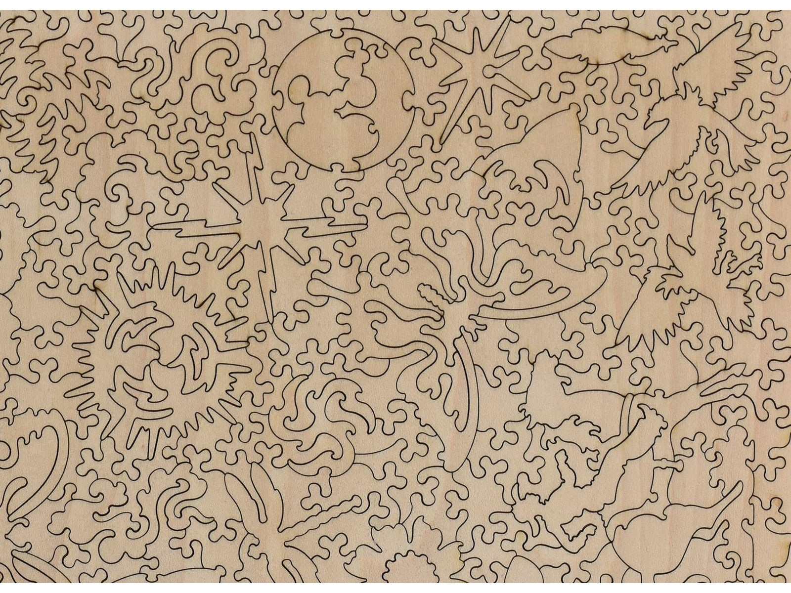 A closeup of the back of the puzzle, How the West Was One, showing the detail in the pieces image.