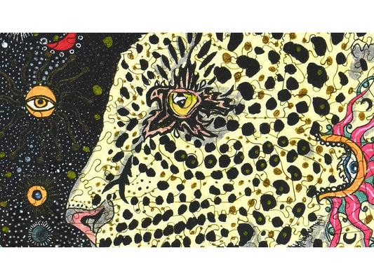 A closeup of the front of the puzzle, Leopard, showing the detail in the pieces.