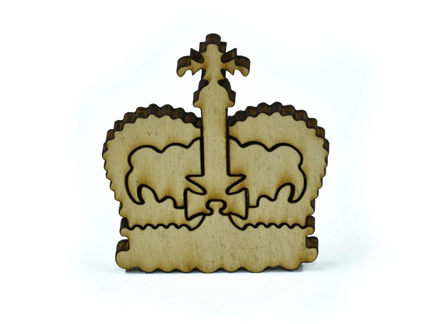 A closeup of pieces in the shape of a crown.