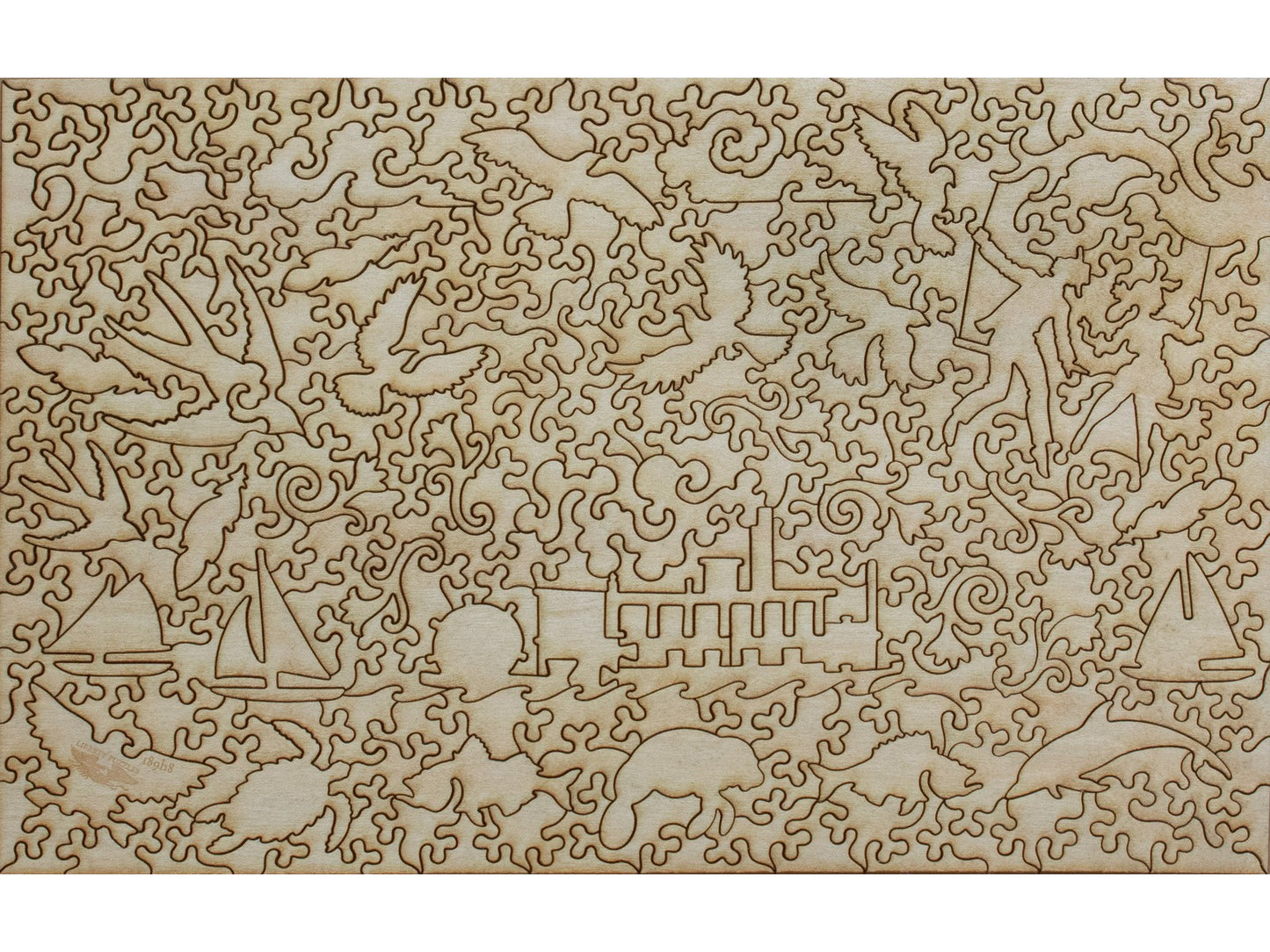 A closeup of the back of the puzzle, The Love Boat.